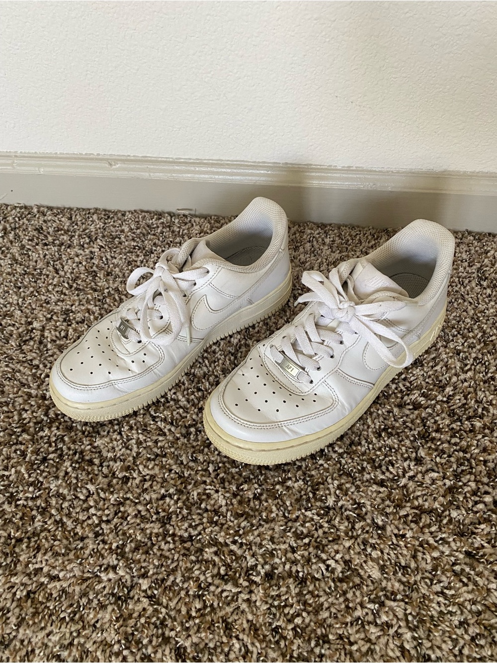 Nike White Low-Top Leather Sneakers with Cream Sole
